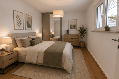 Schlafzimmer KI möbliert