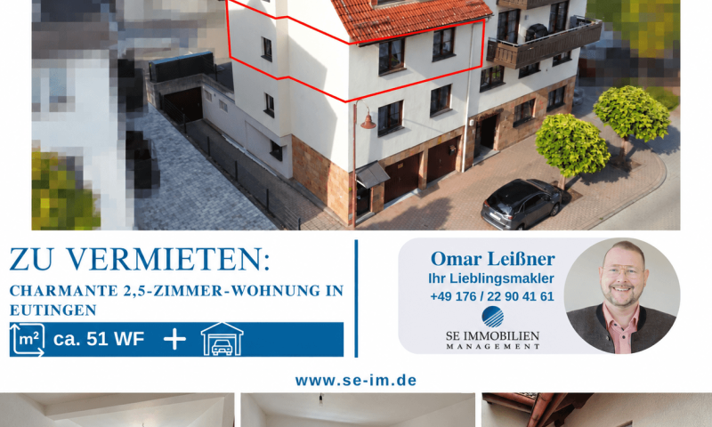 2,5 Zimmer mit TG-Stellplatz in Eutingen zu vermieten