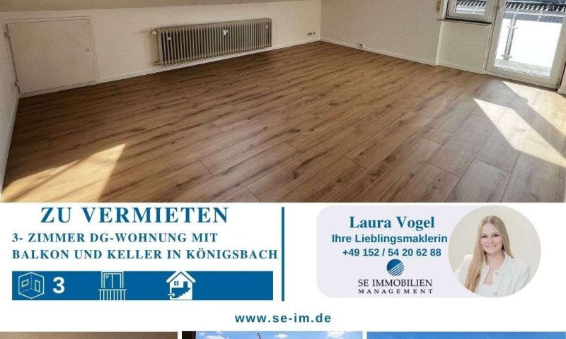 Frisch renovierte 3-Zim. DG-Whg in ruhiger Lage von Königsbach zu vermieten!