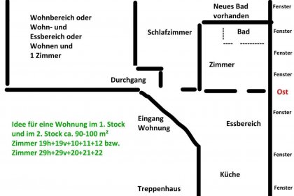 Wohnung 1. + 2. Stock ca. 100qm Z19h+19v+10+11+12+Flur