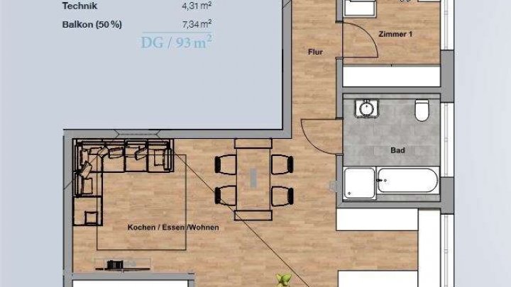 exklusive 3 Zimmer Dachgeschosswohnung in Ittersbach (Bj. 2020)