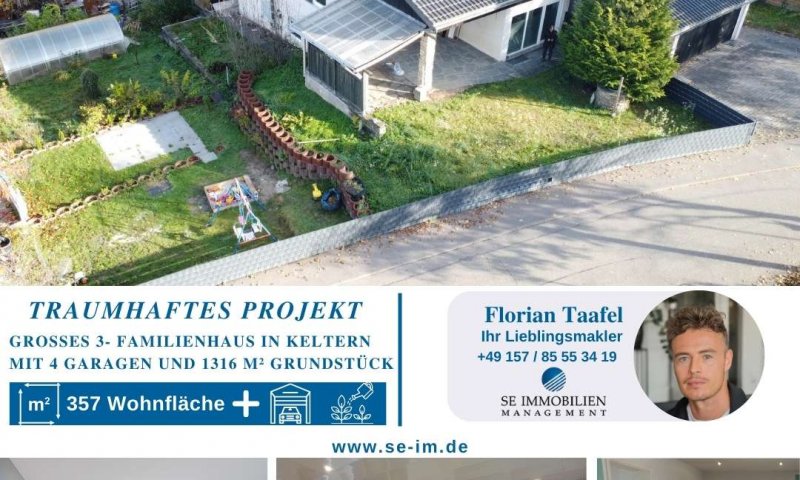 Einmalige Chance auf ihr Traum-Projekt:  3- Familienhaus + 4 Garagen, Werkstatt, Garten und 3 Bädern